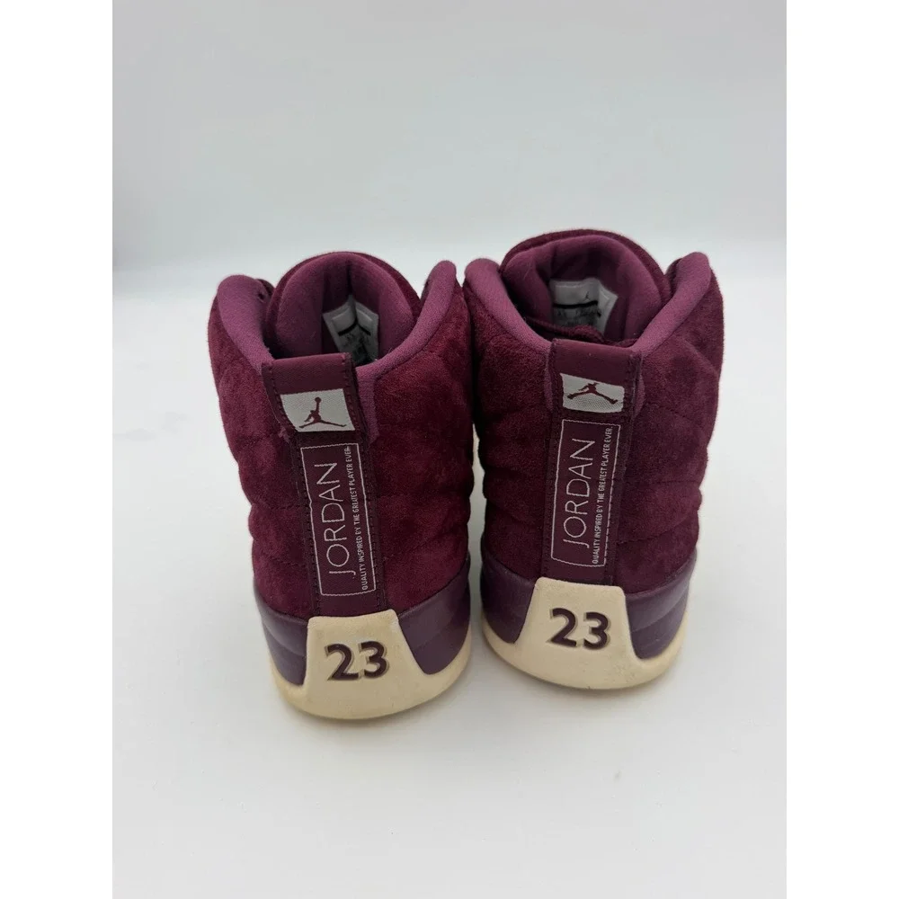 Jordan 12 Retro Bordeaux Mens Basketball Shoes Burgundy Suede 130690-617 8.5